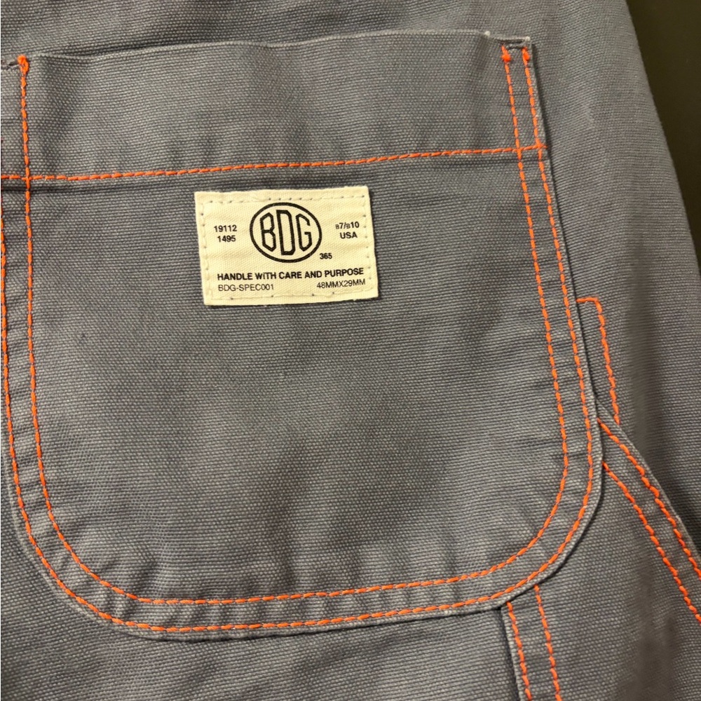 Urban Outfitters BDG Gray Canvas Pocket Jacket with Orange Stitching